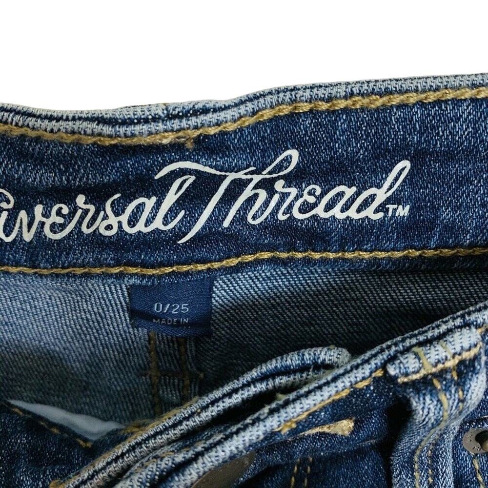 Universal Thread Straight Crop Jeans Distressed Women's Size 0 - Picture 5 of 6